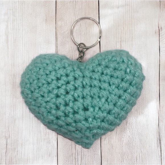 Crochet Heart Keychain, Bag Accessories, Heart Bag Charm - Picture 8 of 13
